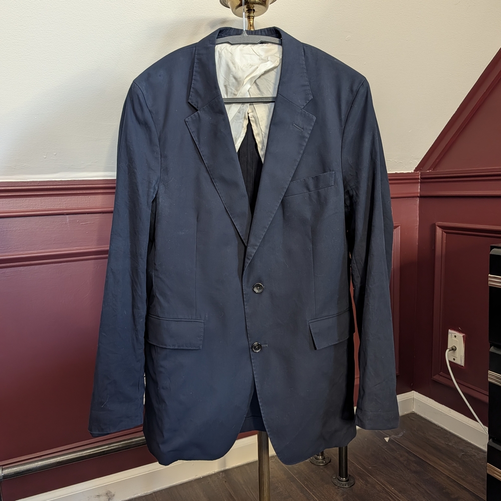 Todd Snyder Navy Blue Cotton Unstructured Blazer Made In Portugal 40R